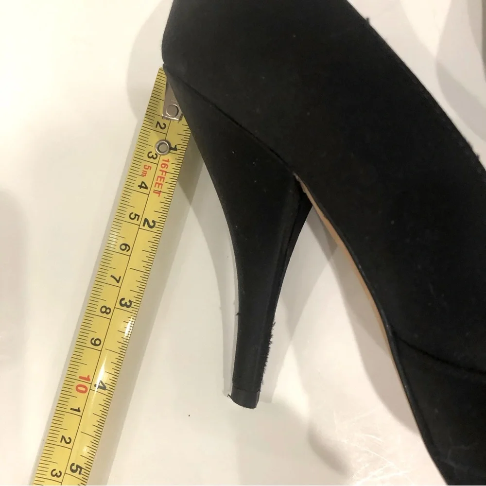 Kate Spade Hera black satin high heeled pumps